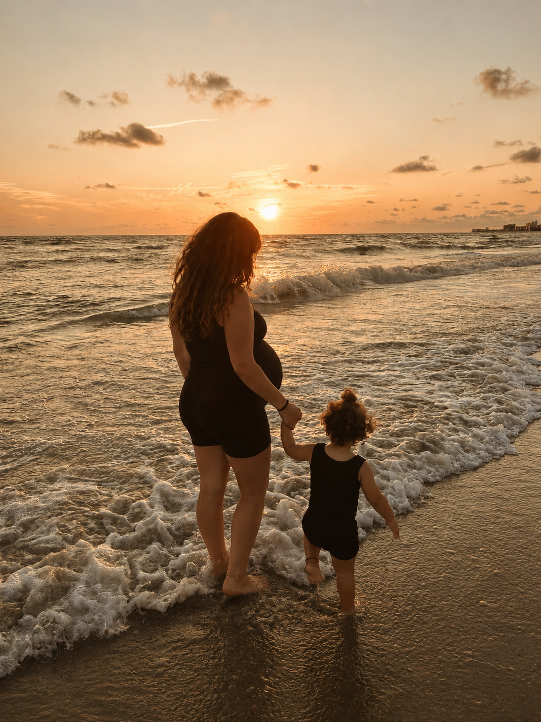 Beach sunset pregnancy